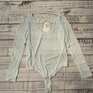 Elodie Sky Blue Textured Bodysuit